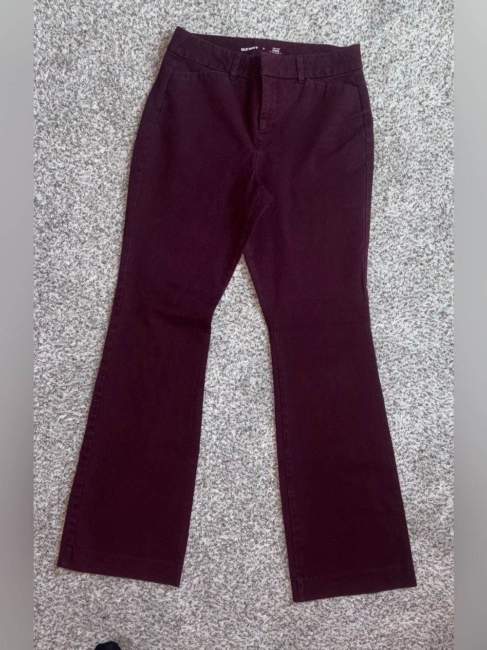 Old Navy High Rise Pixie Bootcut Pants Size 6 | Burgundy Wine Red Stretch - Picture 3 of 6